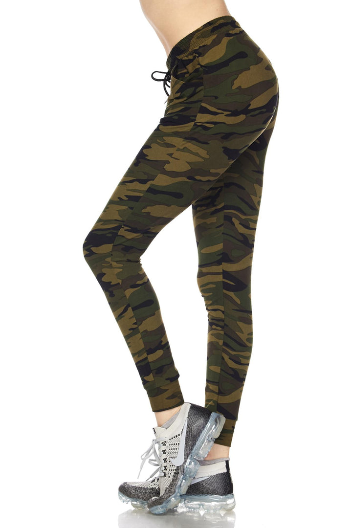 Buttery Soft Olive Green Camouflage Joggers
