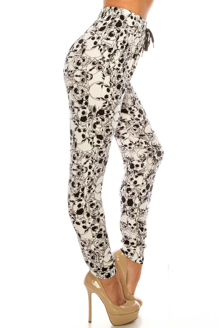 Buttery Soft White Layers of Skulls Joggers