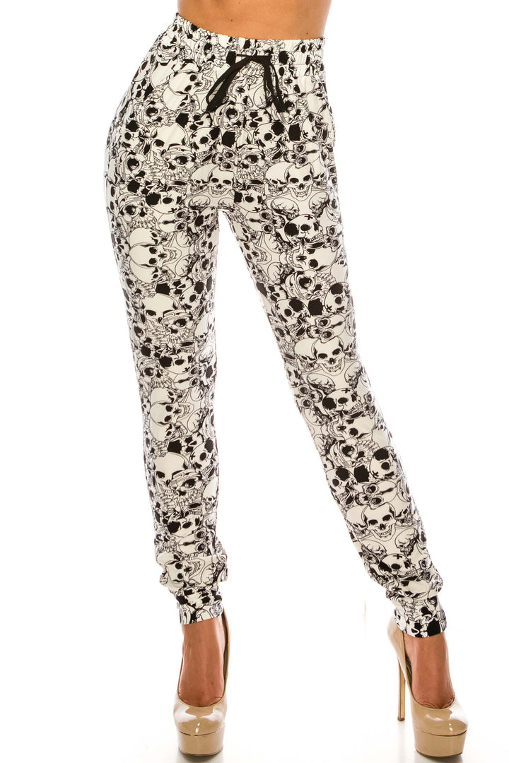 Buttery Soft White Layers of Skulls Joggers