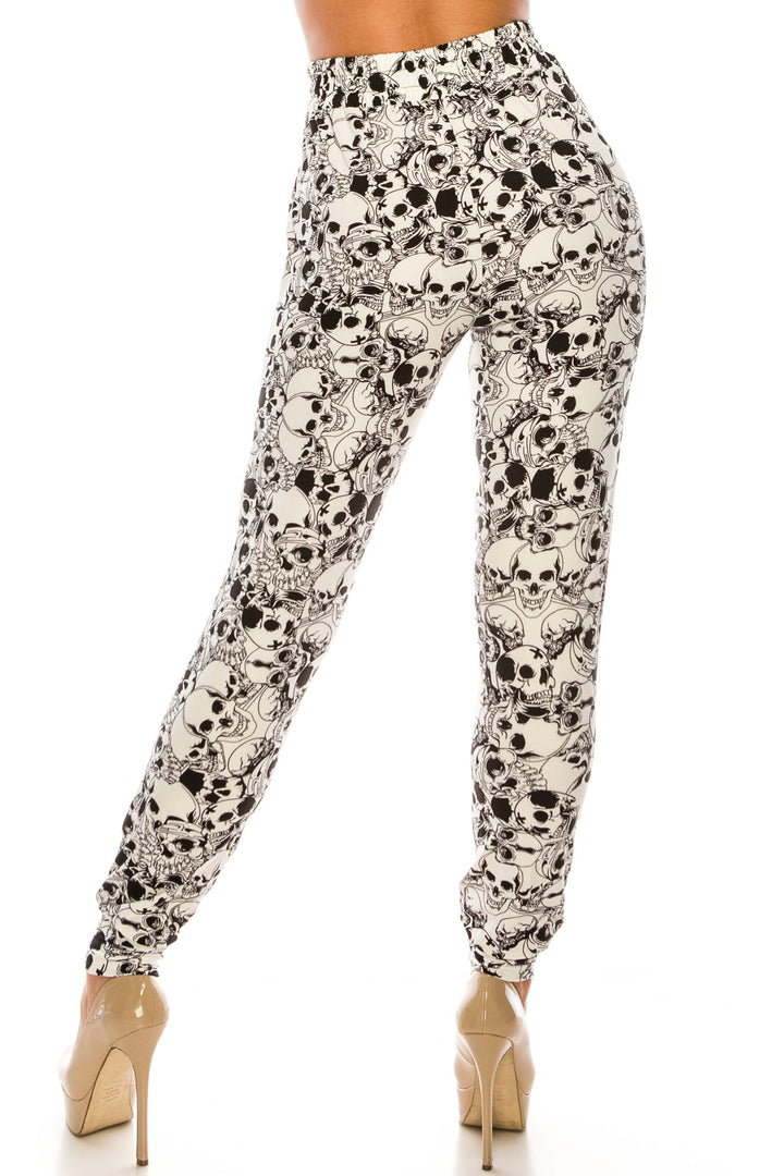 Buttery Soft White Layers of Skulls Joggers