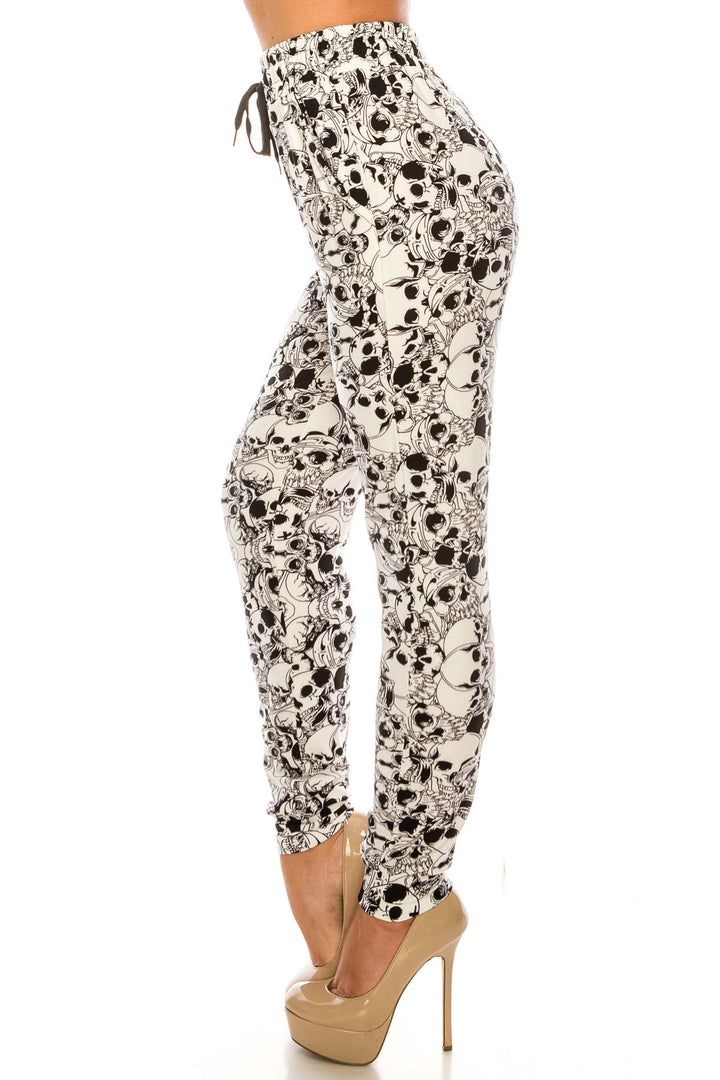 Buttery Soft White Layers of Skulls Joggers