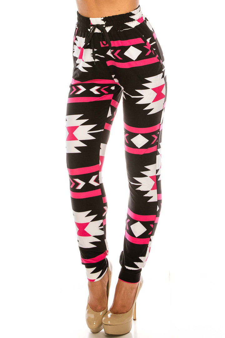 Buttery Smooth Magenta Aztec Tribal Joggers