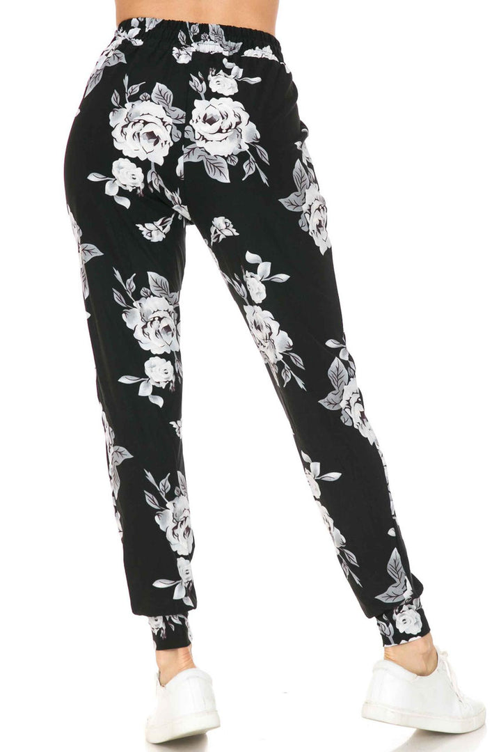 Buttery Soft Jumbo White Rose Joggers