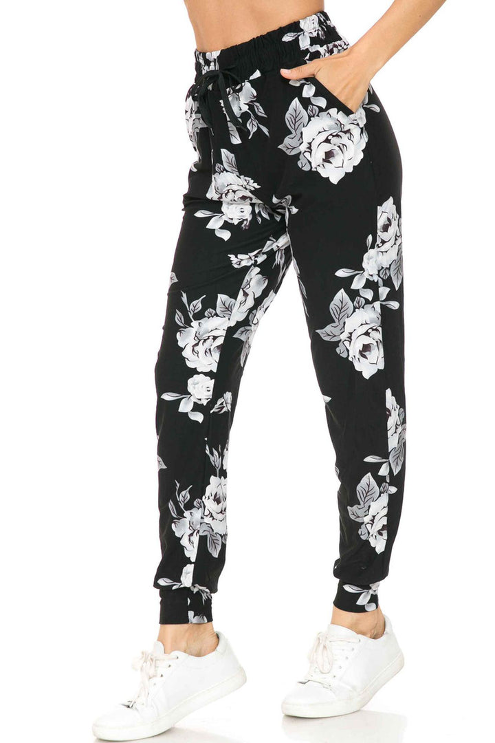 Buttery Soft Jumbo White Rose Joggers