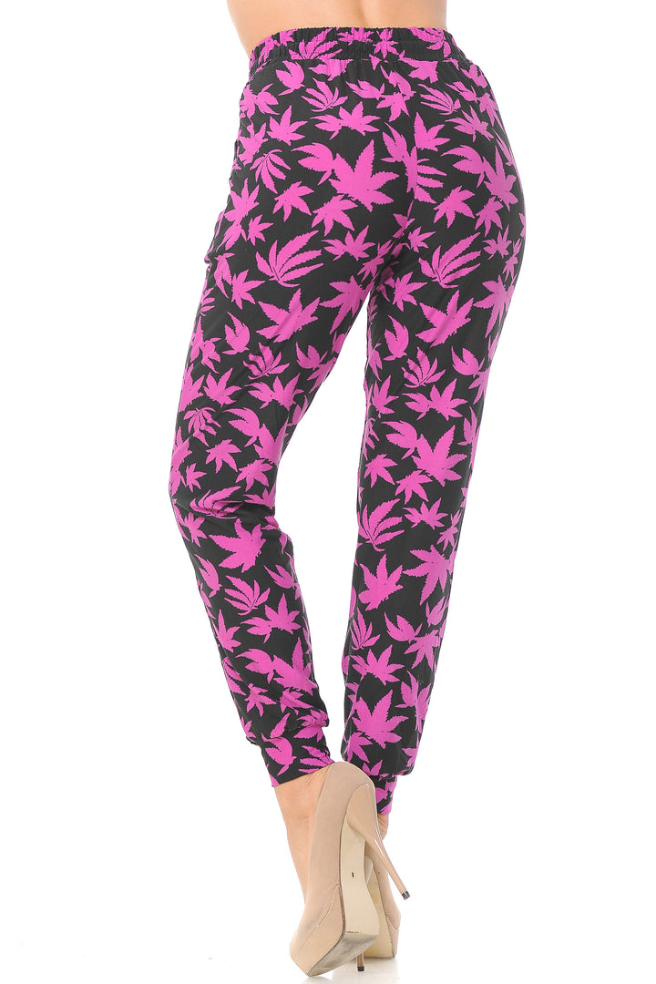 Buttery Soft Solid Fuchsia Marijuana Joggers