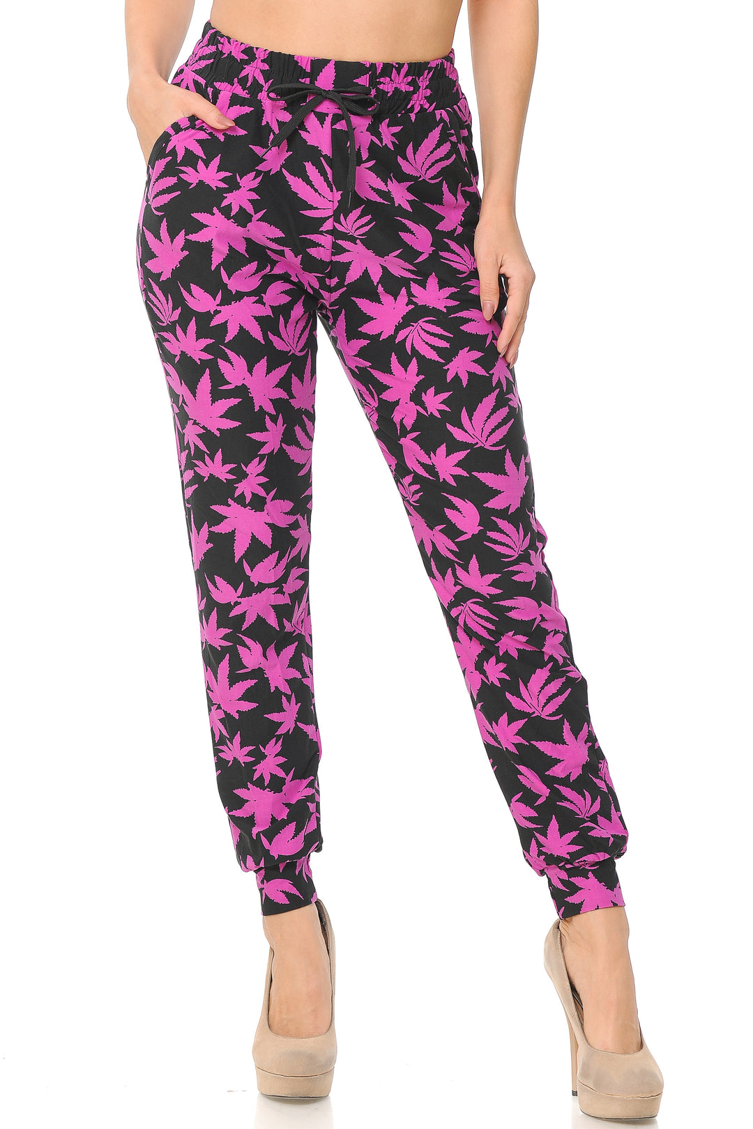 Buttery Soft Solid Fuchsia Marijuana Joggers