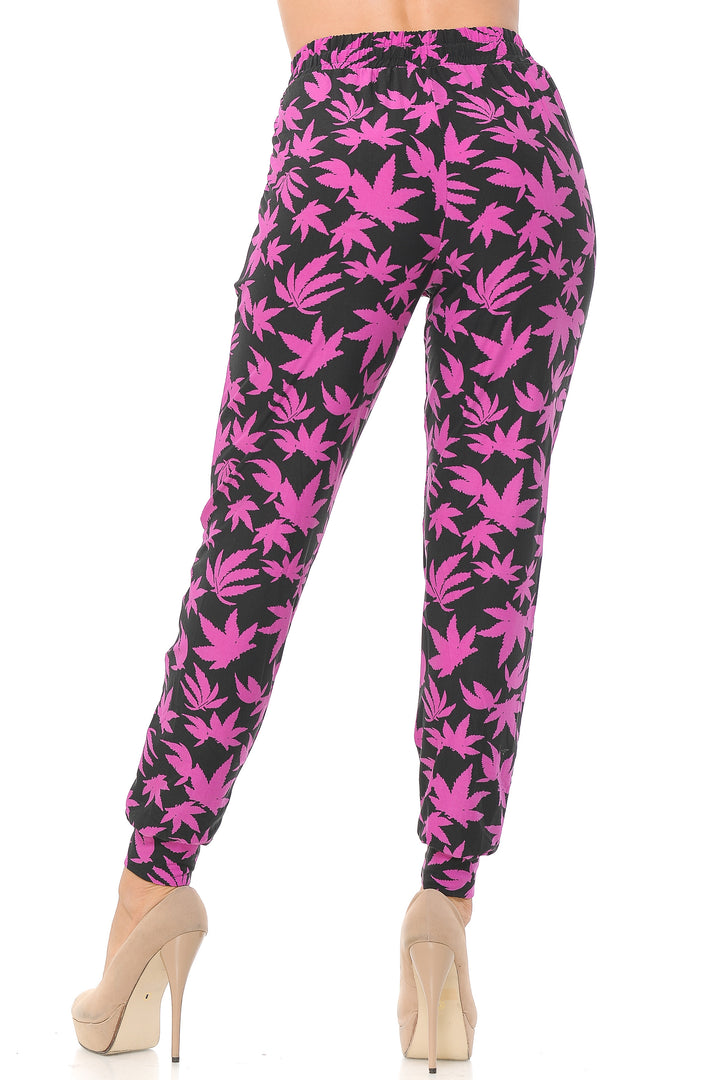 Buttery Soft Solid Fuchsia Marijuana Joggers
