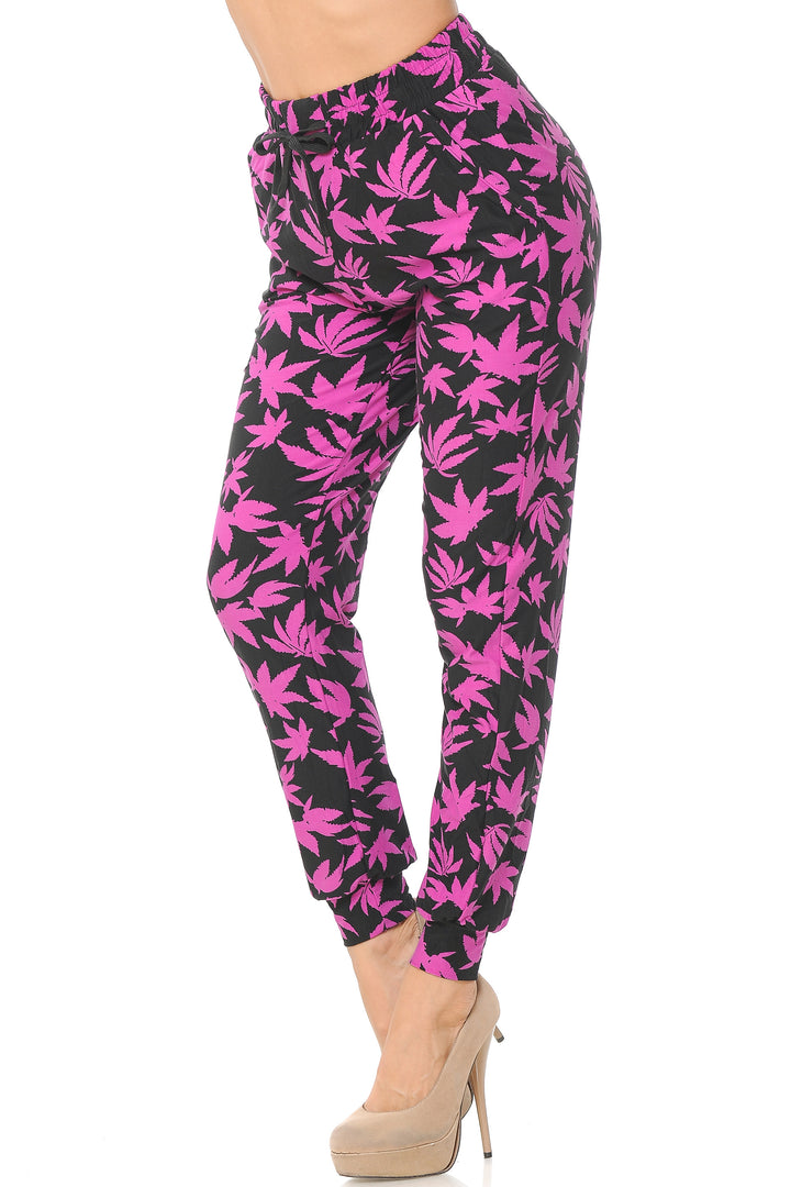 Buttery Soft Solid Fuchsia Marijuana Joggers
