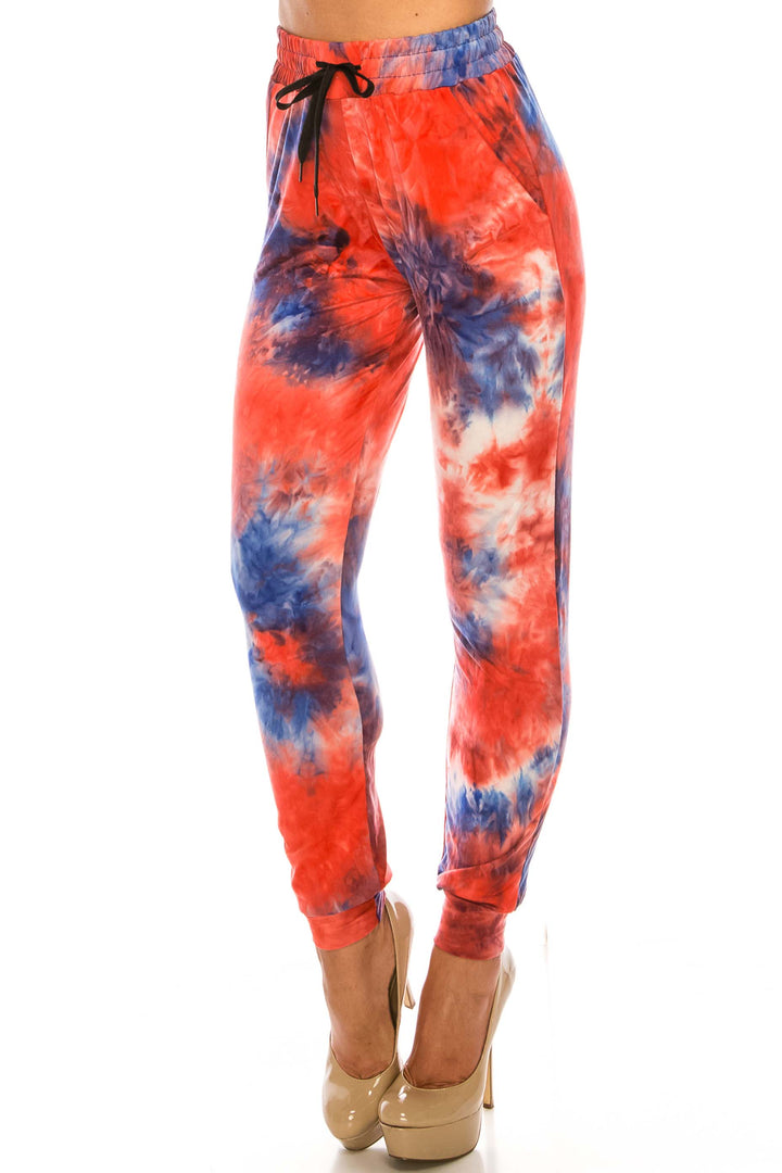 Buttery Soft Red and Blue Tie Dye Joggers