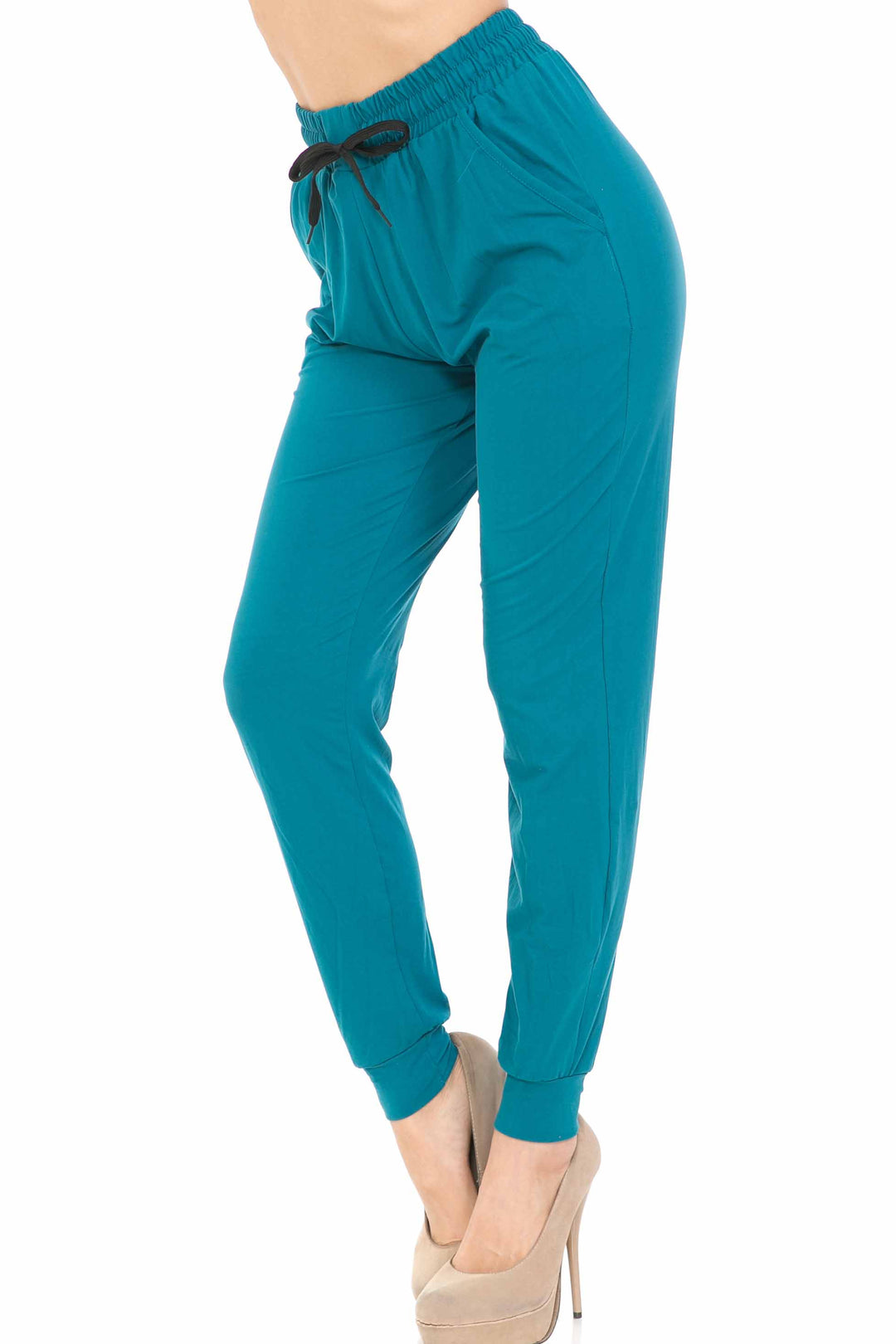 Buttery Soft Solid Basic Teal Joggers - EEVEE