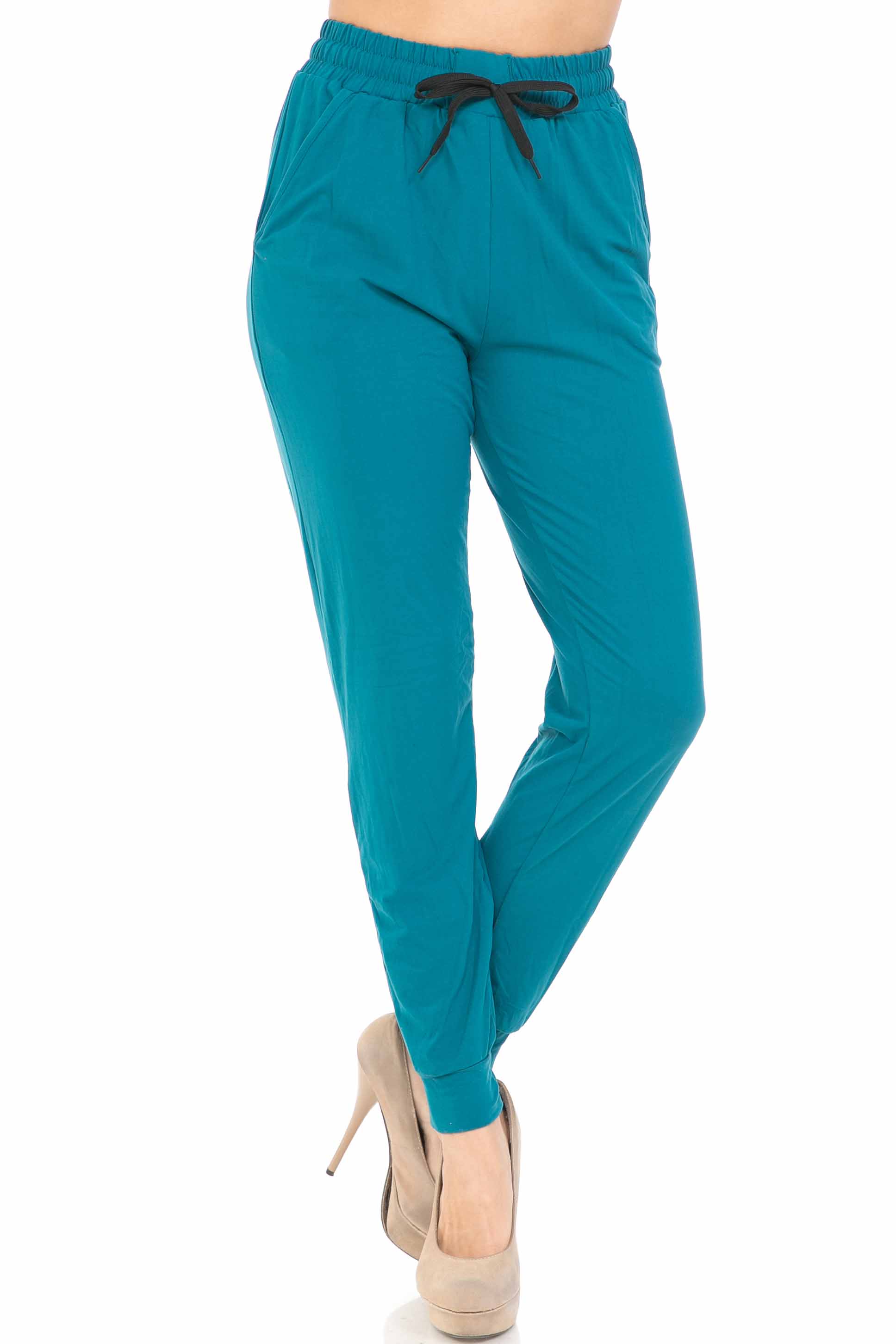 Buttery Soft Solid Basic Teal Joggers - EEVEE
