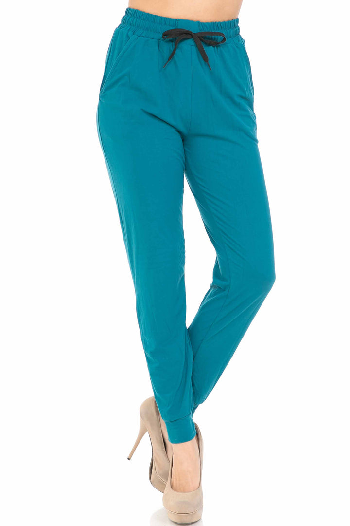 Buttery Soft Solid Basic Teal Joggers - EEVEE
