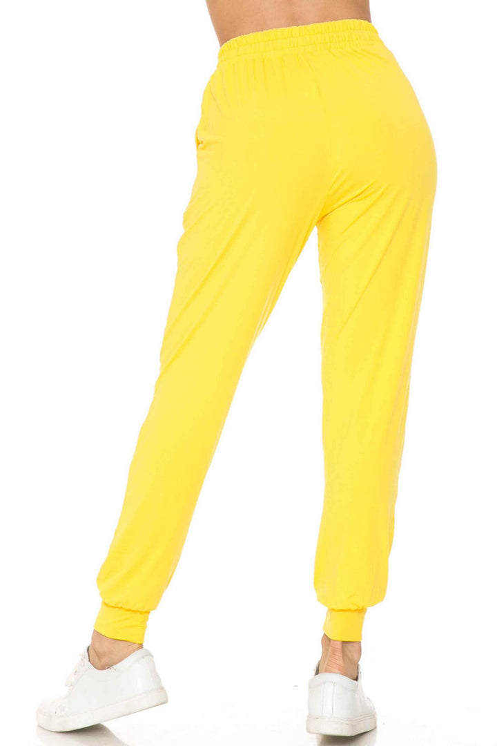 Buttery Soft Solid Basic Yellow Women's Joggers - EEVEE