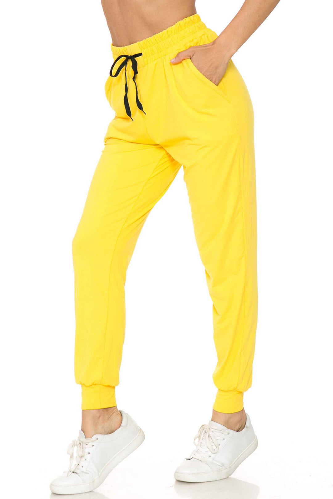 Buttery Soft Solid Basic Yellow Women's Joggers - EEVEE