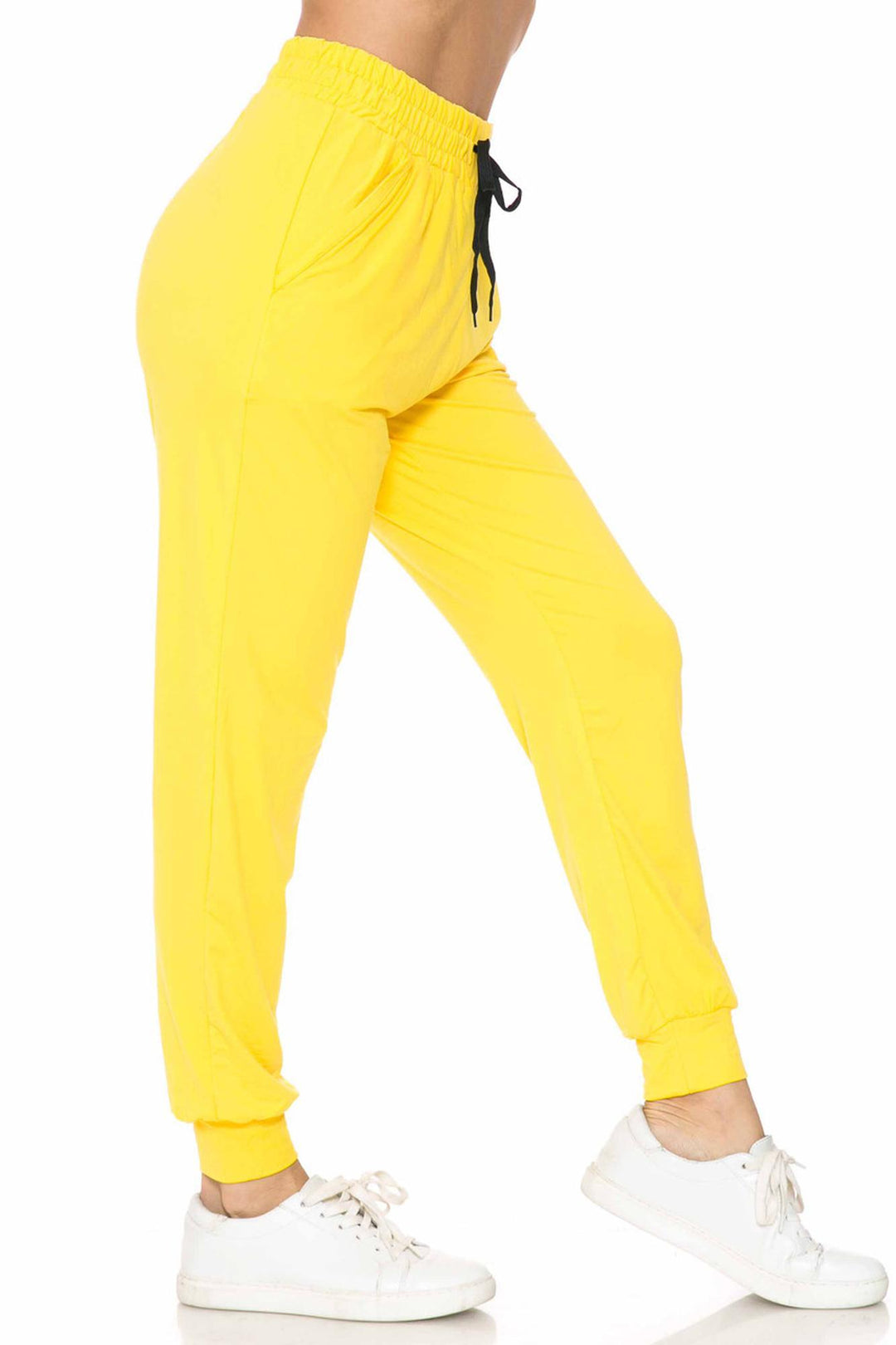 Buttery Soft Solid Basic Yellow Women's Joggers - EEVEE