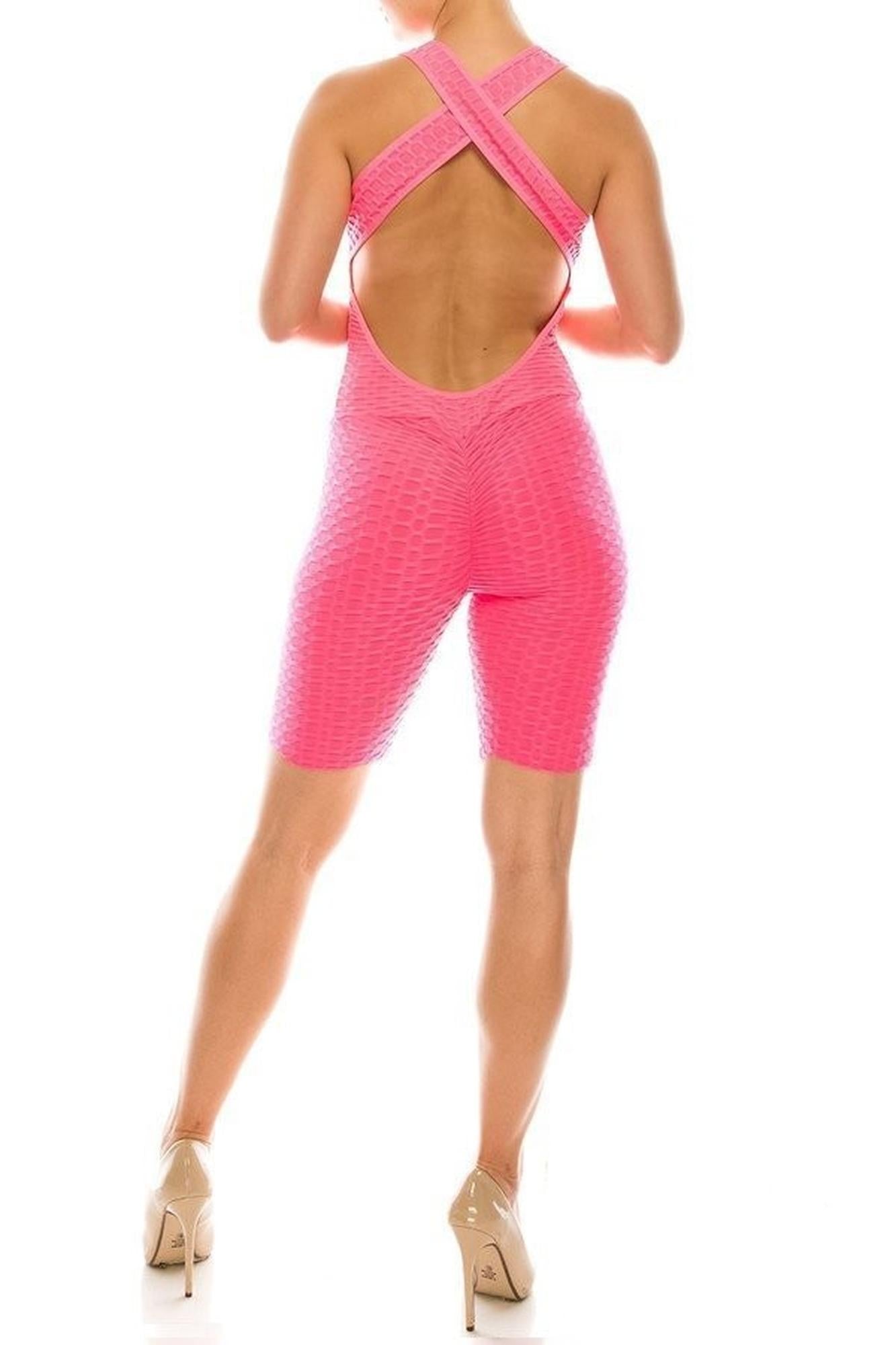 Premium Criss Cross Scrunch Butt Biker Short Bodysuit