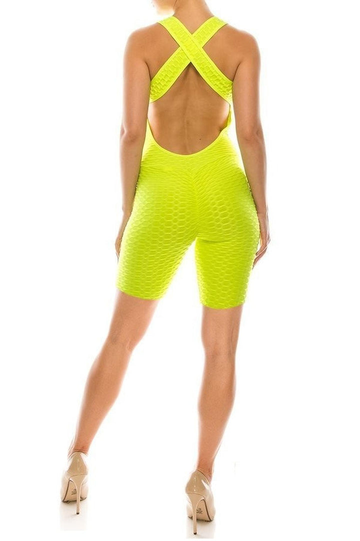 Premium Criss Cross Scrunch Butt Biker Short Bodysuit