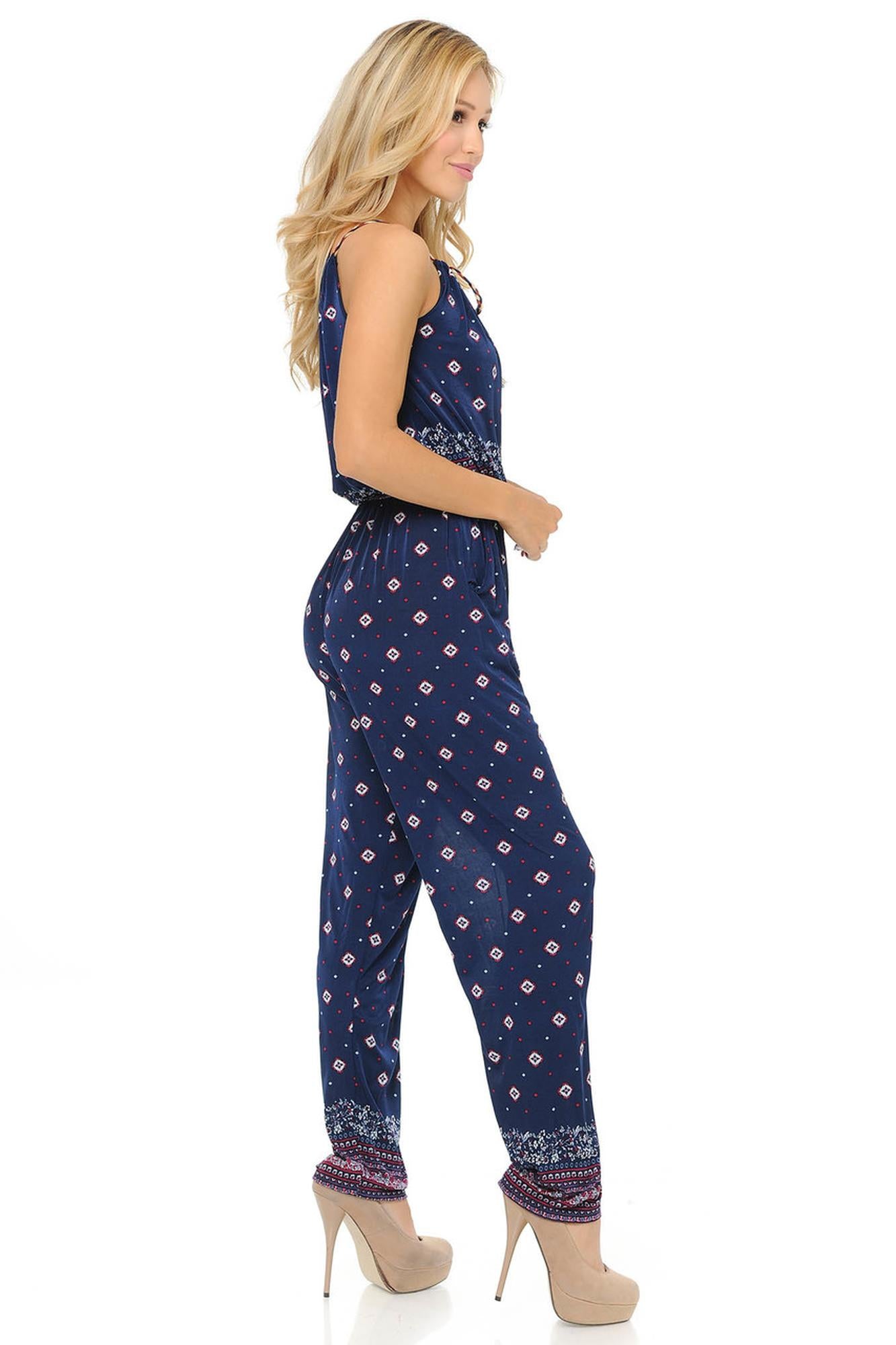 Fashion Casual Navy Pearl Summer Jumpsuit