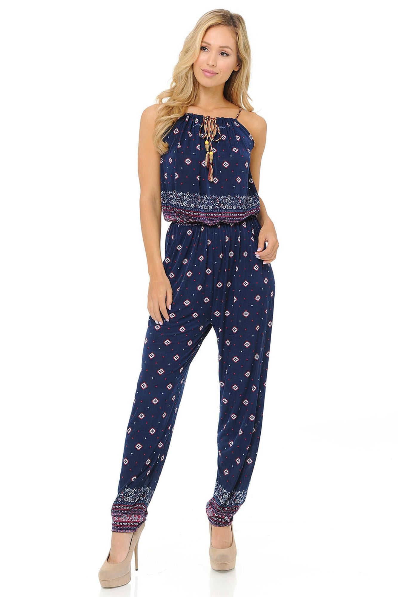 Fashion Casual Navy Pearl Summer Jumpsuit