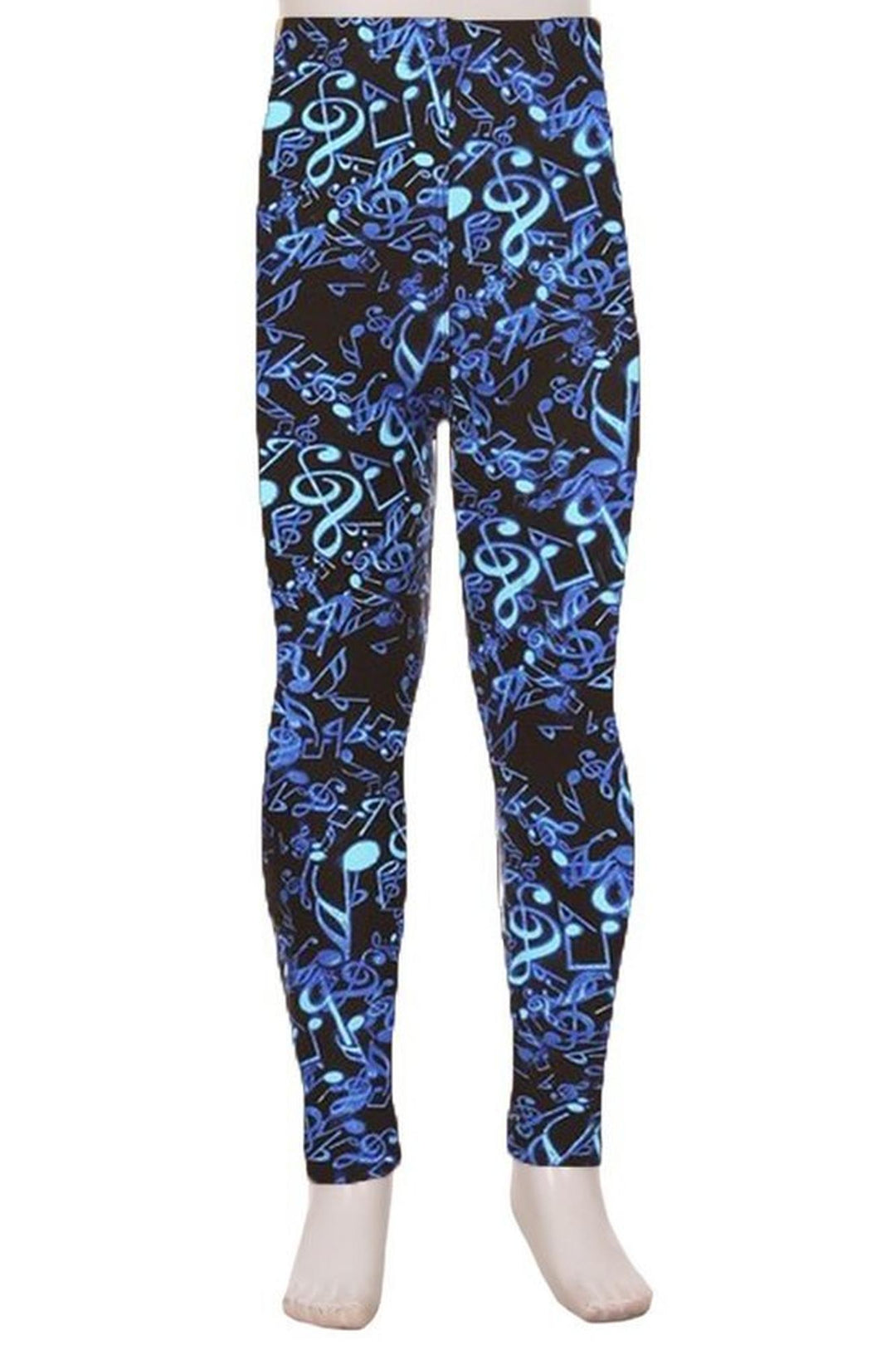 Buttery Soft Electric Blue Music Note Kids Leggings