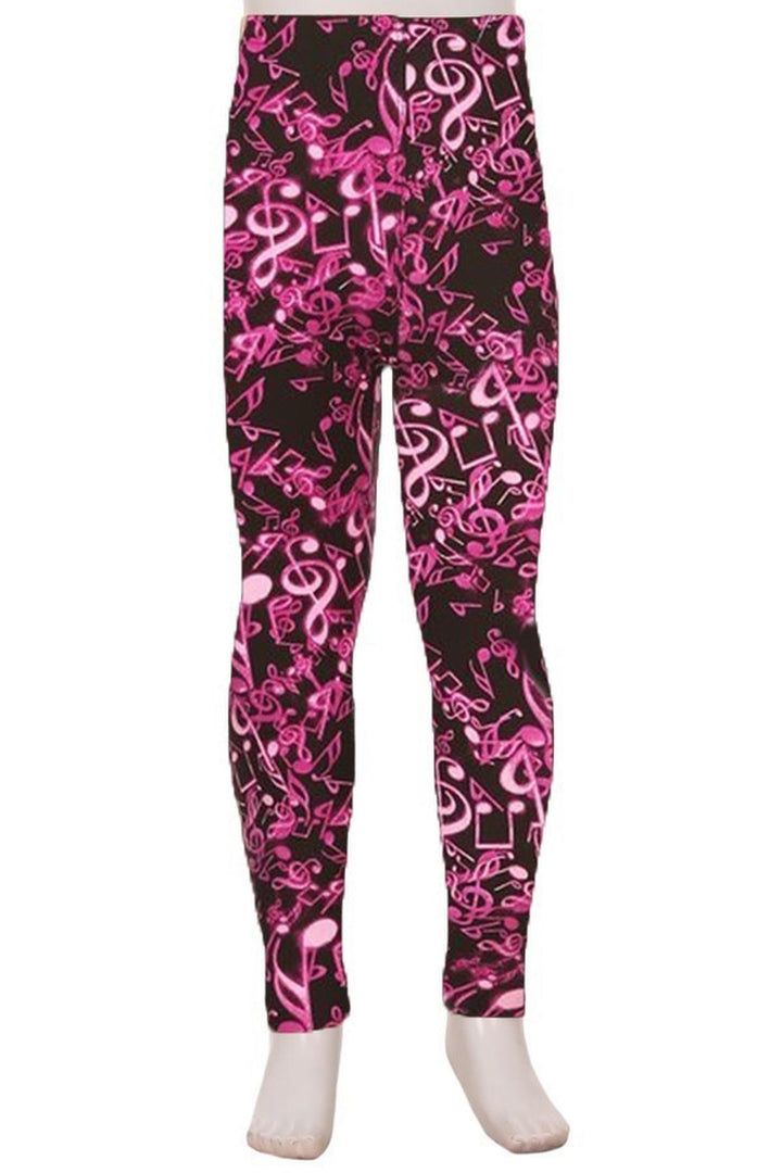 Buttery Soft Electric Fuchsia Music Note Kids Leggings