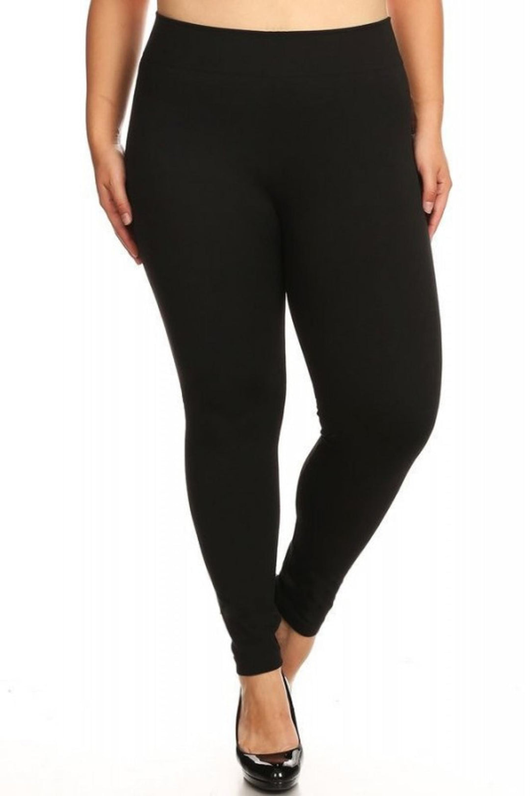 Premium Fit French Terry Plus Size Leggings - Black Charcoal - 2 Pack