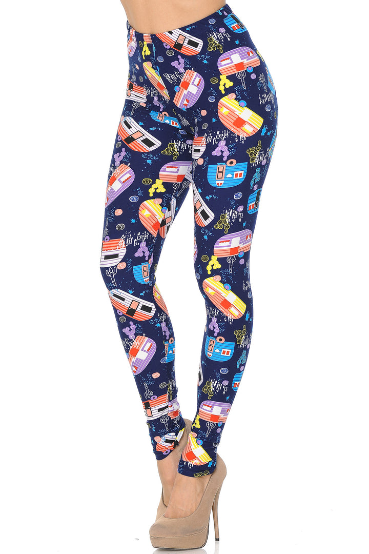 Buttery Smooth Retro Campers Leggings - XSmall