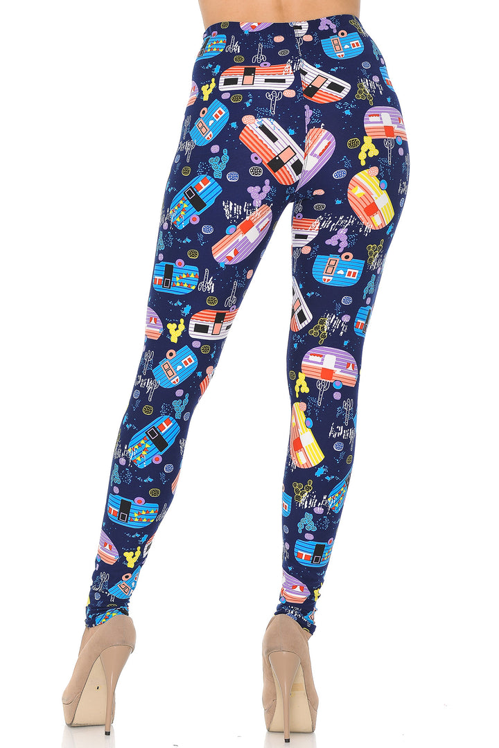 Buttery Smooth Retro Campers Leggings - XSmall