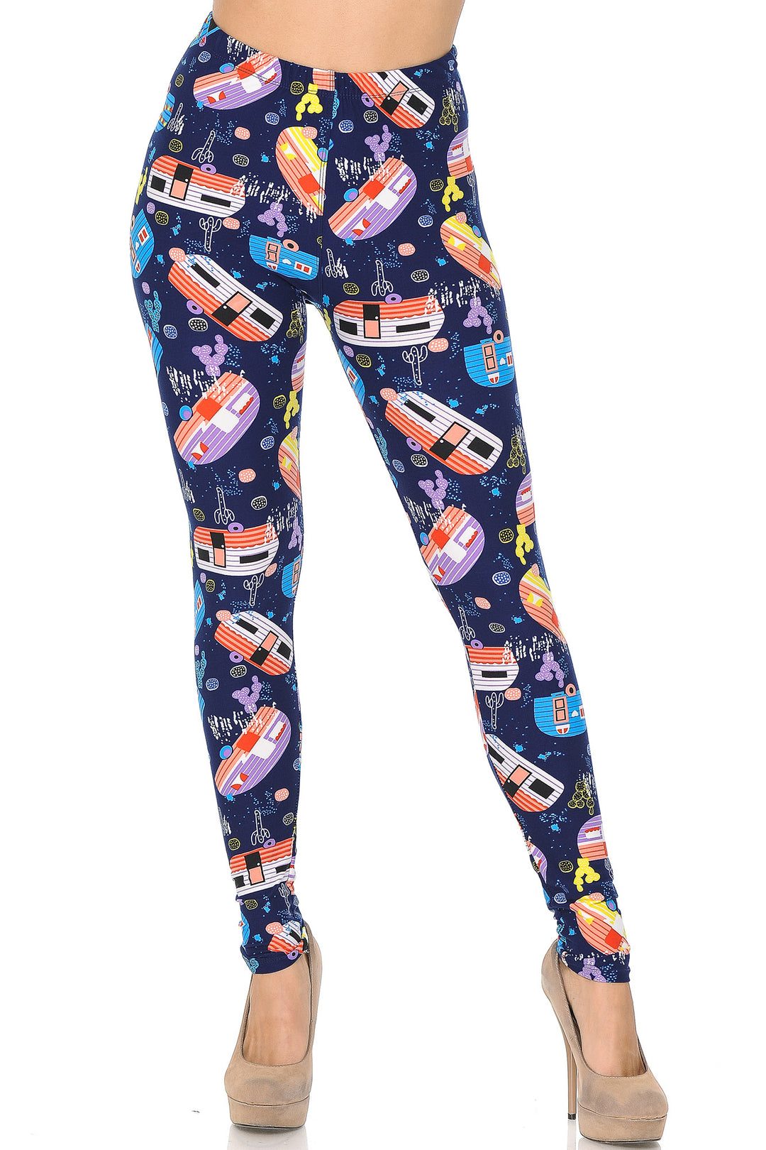 Buttery Smooth Retro Campers Leggings - XSmall