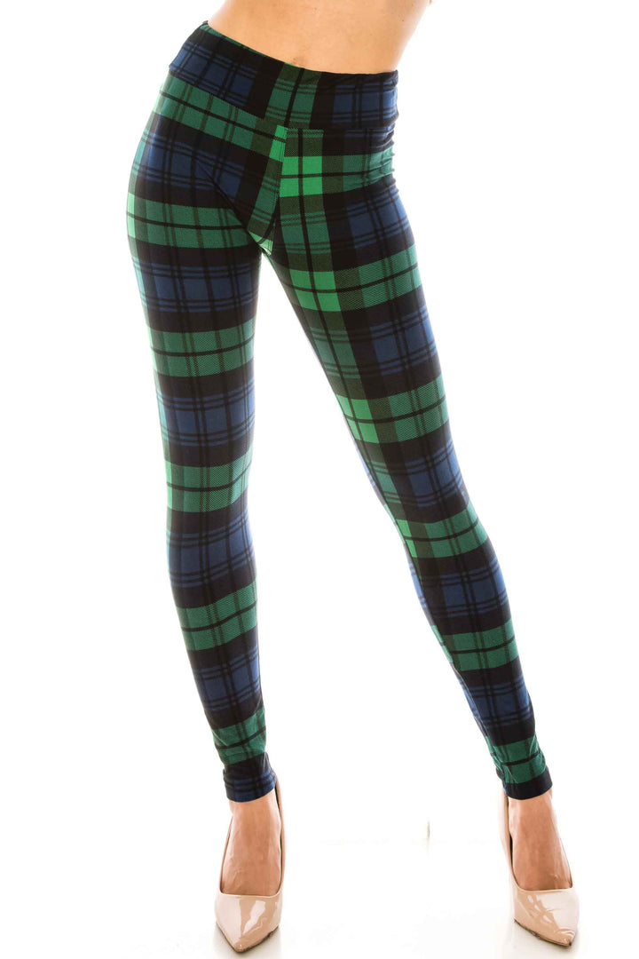 Buttery Smooth Green Plaid High Waisted Leggings
