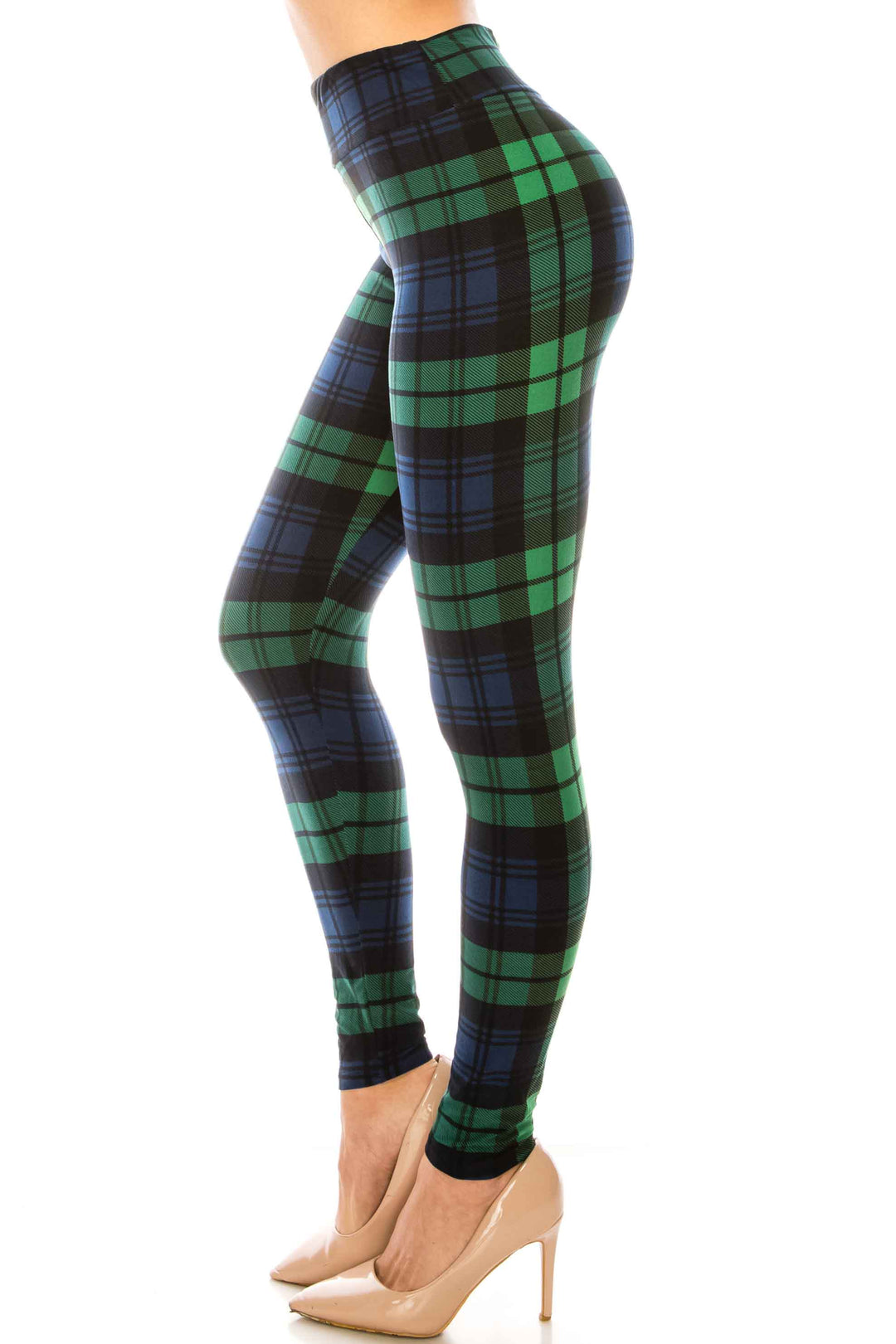 Buttery Smooth Green Plaid High Waisted Leggings