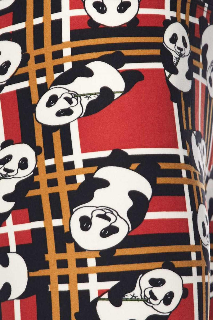 Buttery Smooth Plaid Panda High Waisted Leggings