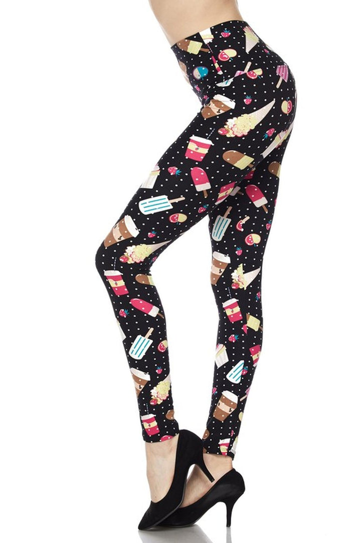 Buttery Smooth Summer Treats High Waisted Leggings - White Mini Dots