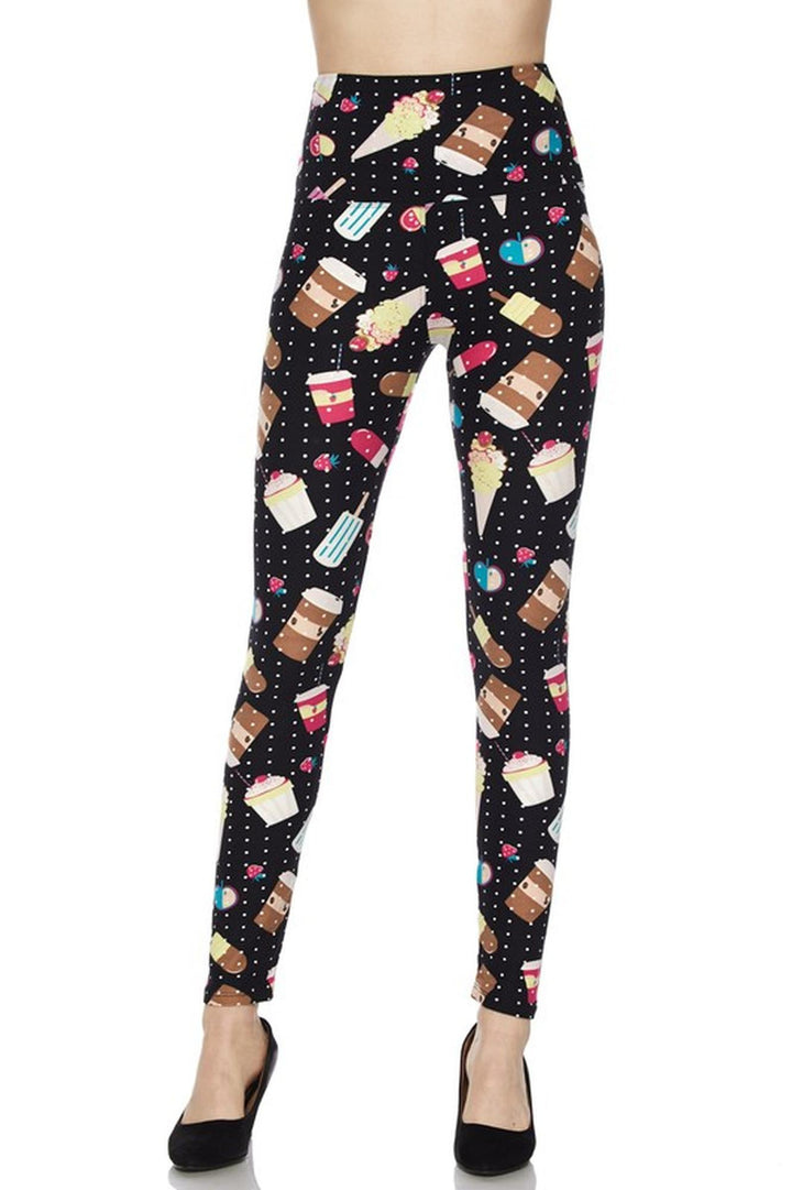 Buttery Smooth Summer Treats High Waisted Leggings - White Mini Dots