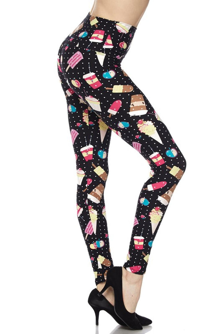 Buttery Smooth Summer Treats High Waisted Leggings - White Mini Dots