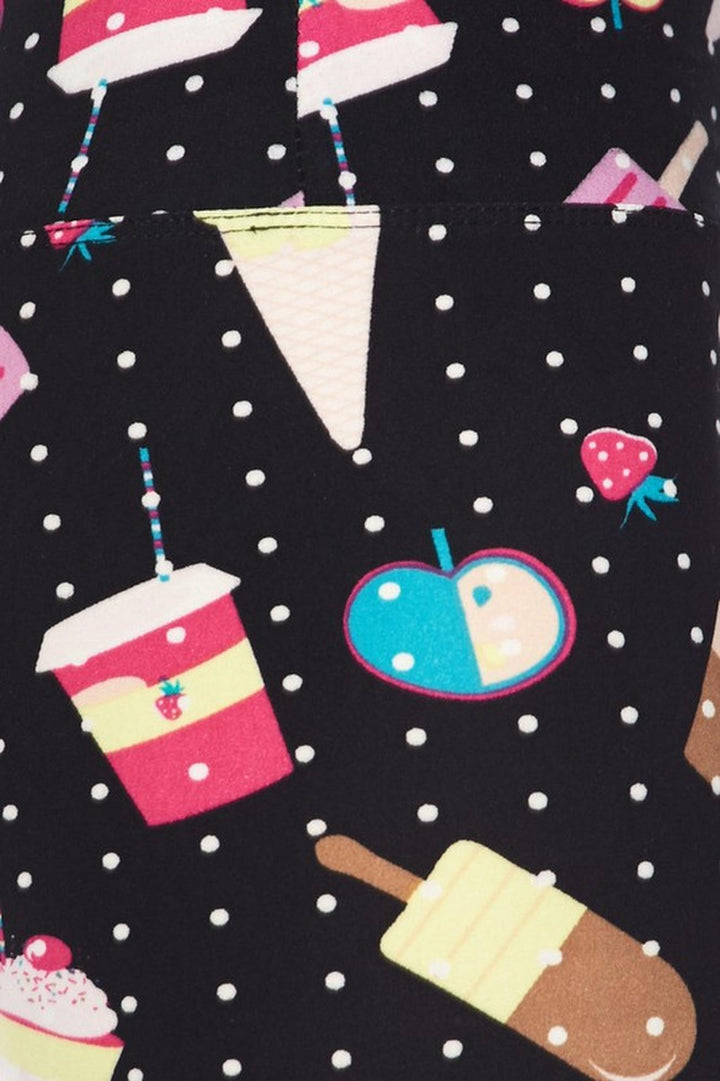 Buttery Smooth Summer Treats High Waisted Leggings - White Mini Dots