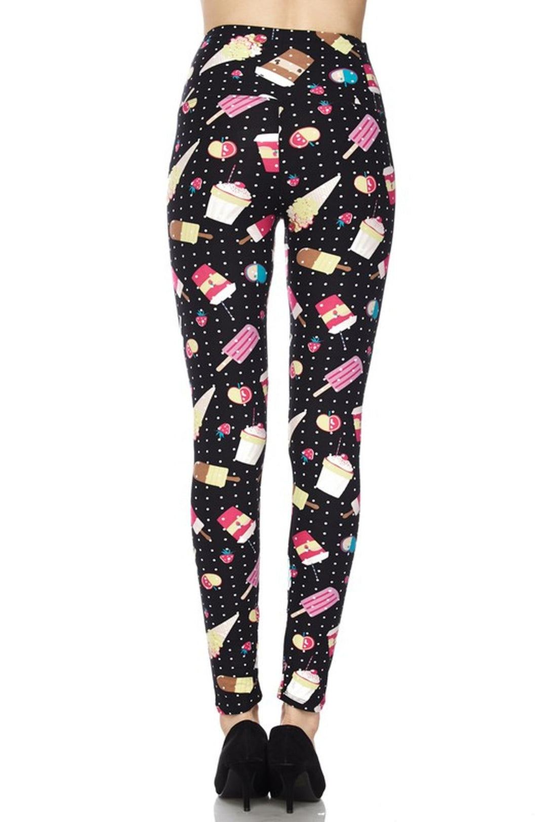 Buttery Smooth Summer Treats High Waisted Leggings - White Mini Dots