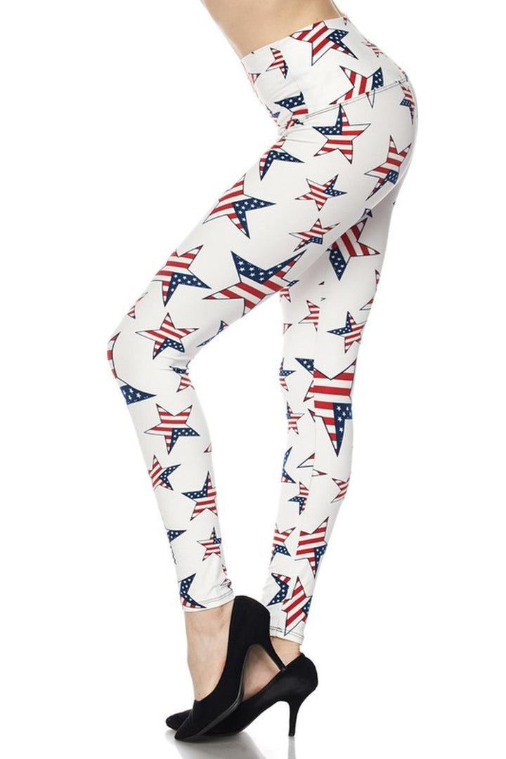 Buttery Smooth Ivory USA Flag High Waisted Leggings