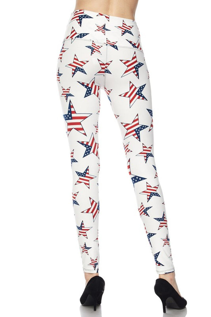 Buttery Smooth Ivory USA Flag High Waisted Leggings