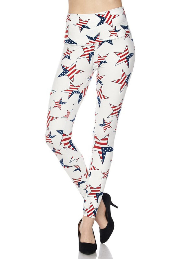 Buttery Smooth Ivory USA Flag High Waisted Leggings