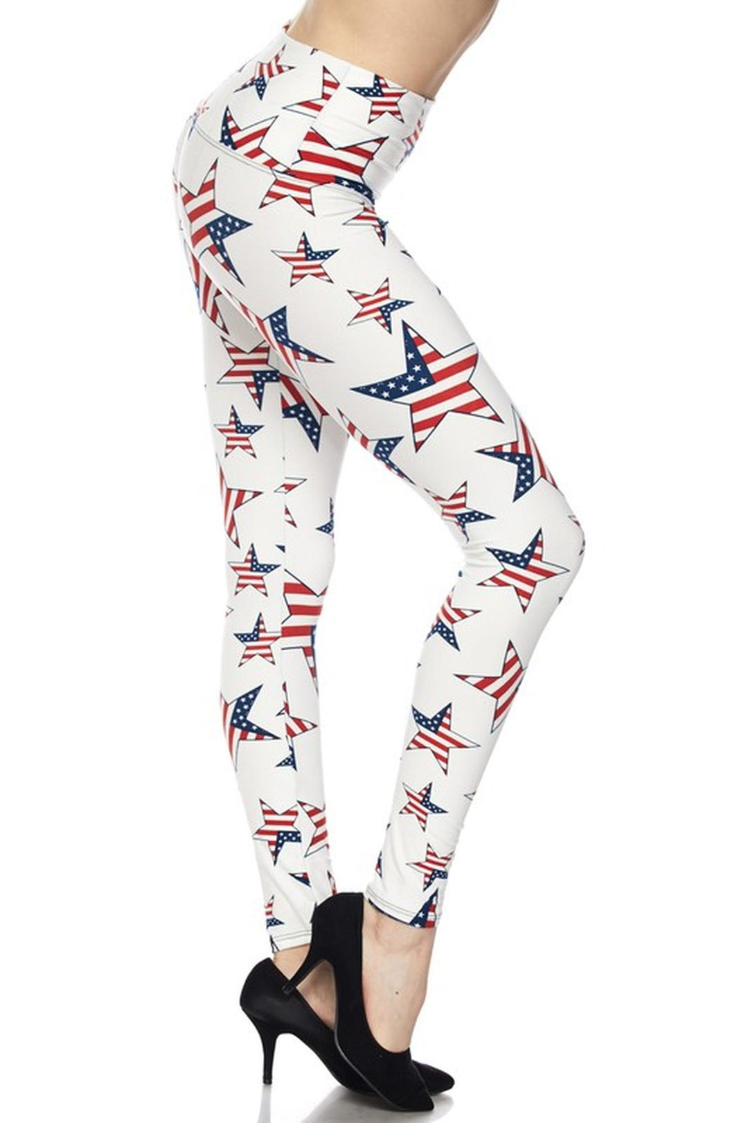 Buttery Smooth Ivory USA Flag High Waisted Leggings