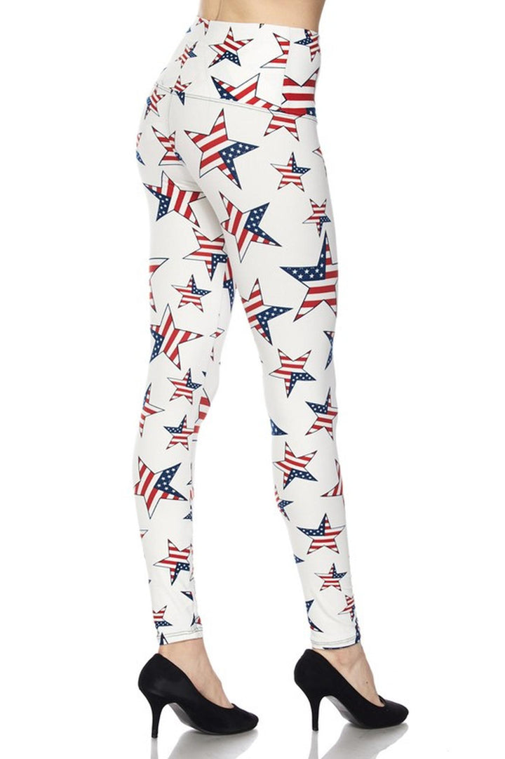 Buttery Smooth Ivory USA Flag High Waisted Leggings