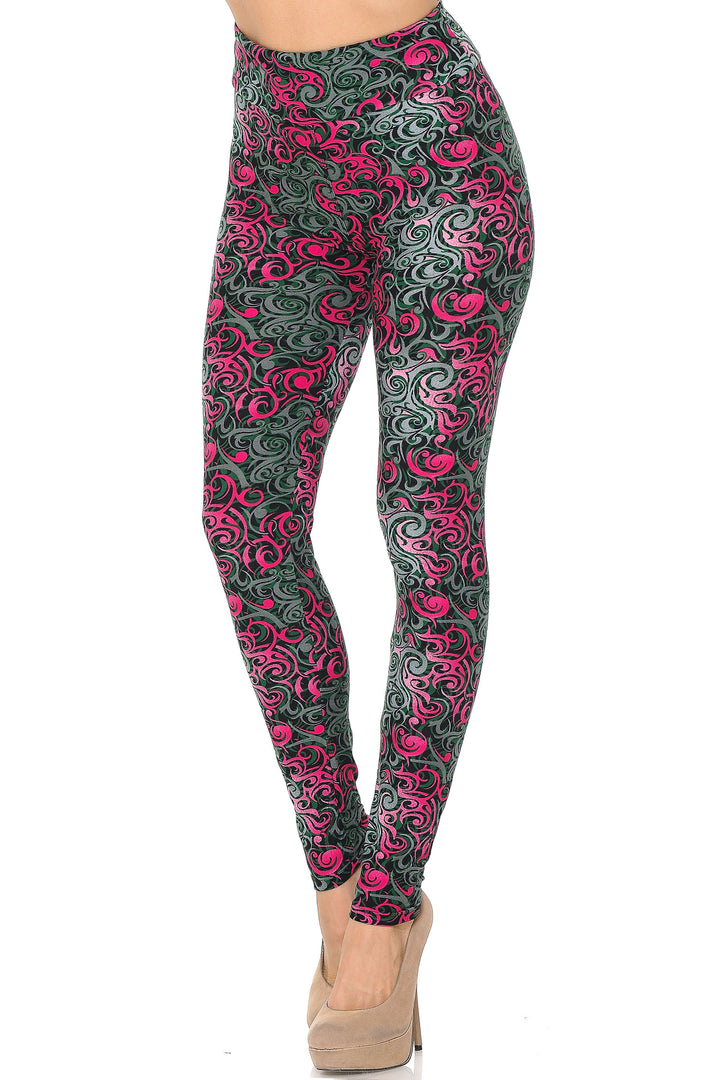 Buttery Smooth Fuchsia Twisted Swirl High Waisted Leggings