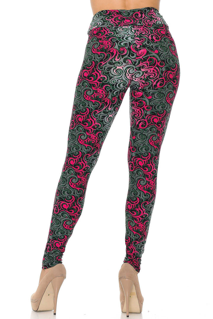 Buttery Smooth Fuchsia Twisted Swirl High Waisted Leggings