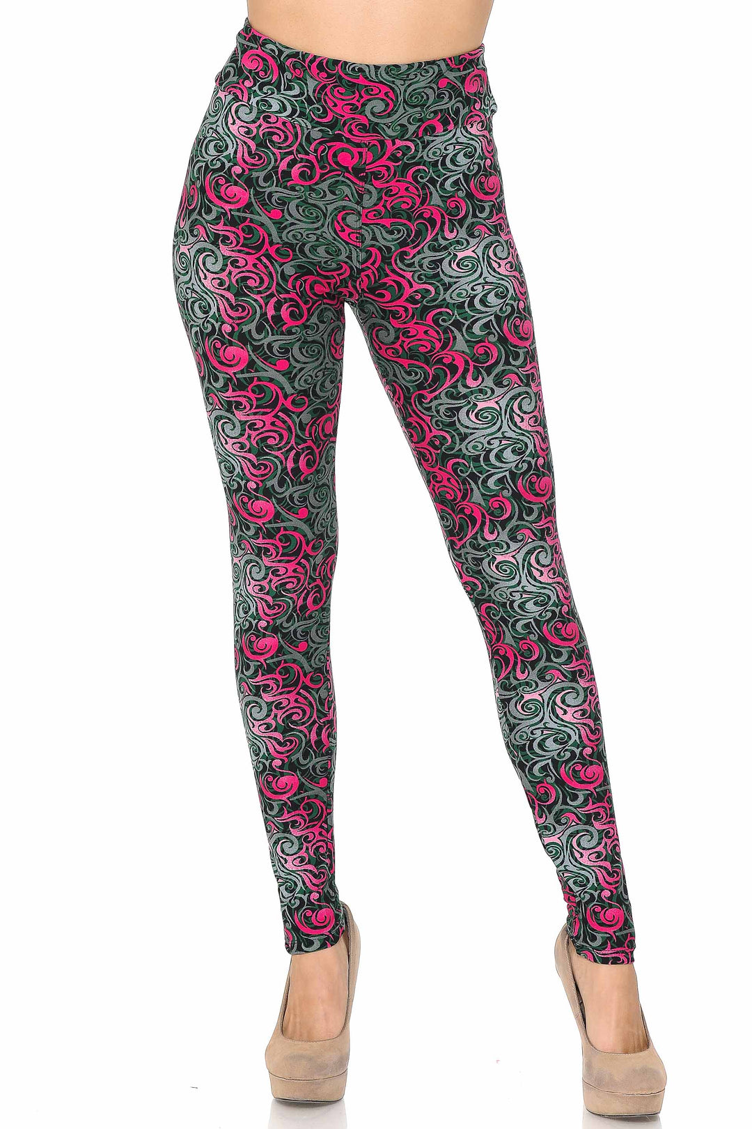 Buttery Smooth Fuchsia Twisted Swirl High Waisted Leggings