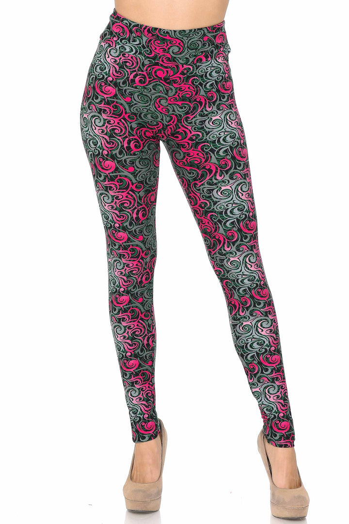 Buttery Smooth Fuchsia Twisted Swirl High Waisted Leggings