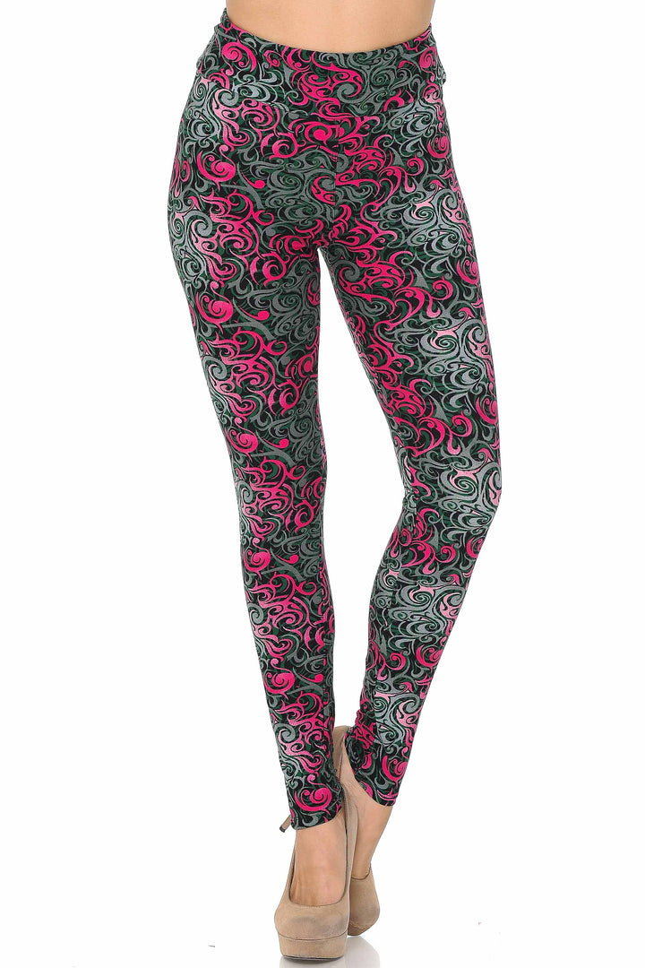 Buttery Smooth Fuchsia Twisted Swirl High Waisted Leggings