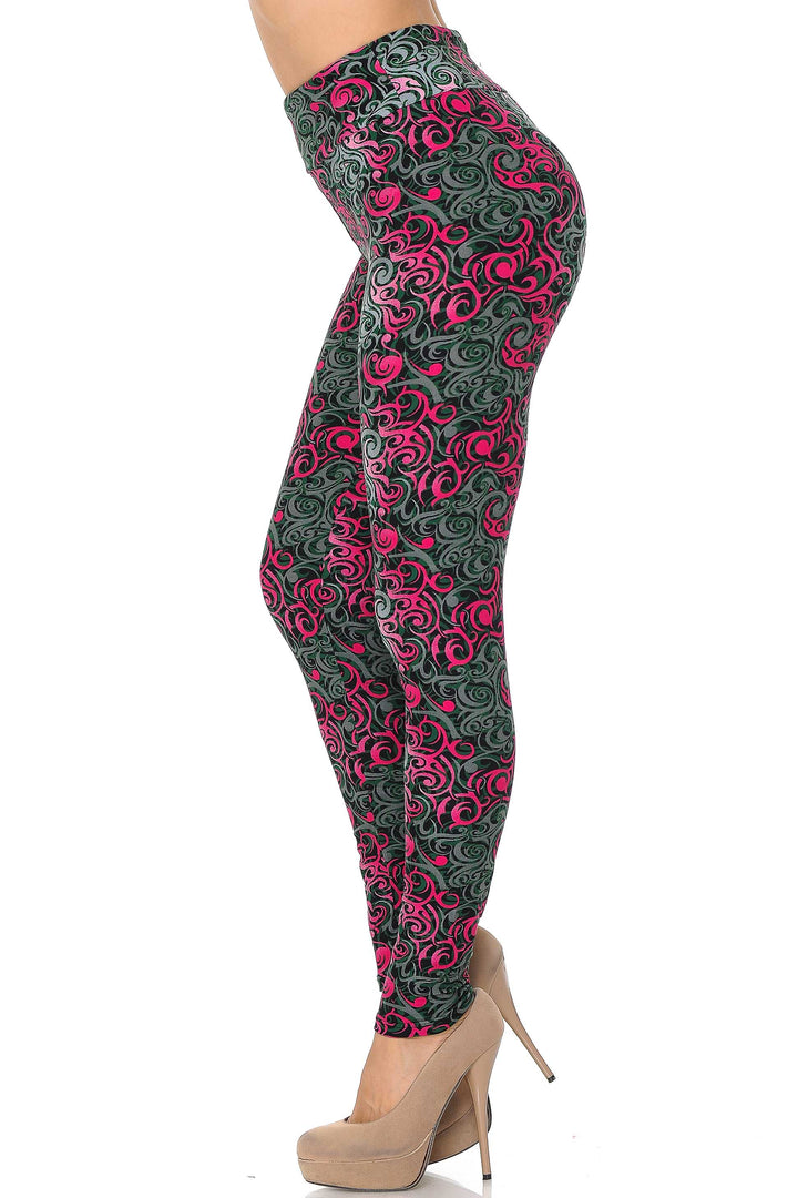 Buttery Smooth Fuchsia Twisted Swirl High Waisted Leggings