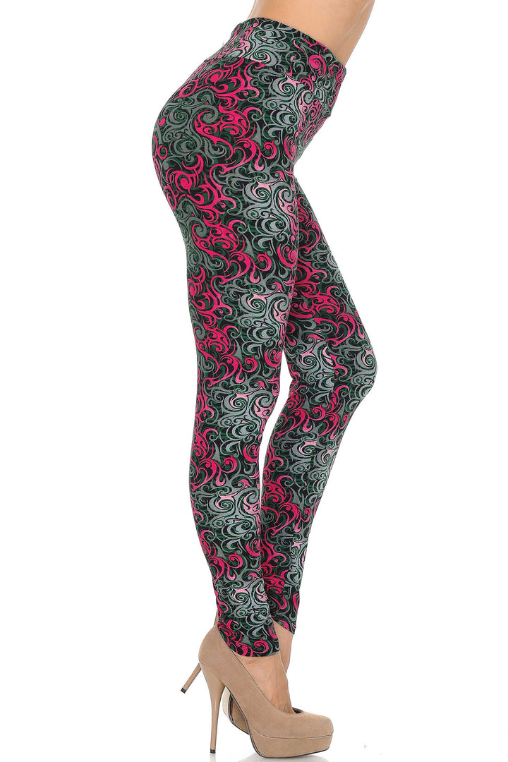 Buttery Smooth Fuchsia Twisted Swirl High Waisted Leggings