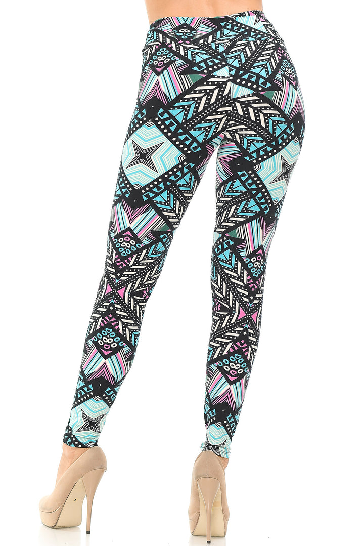 Buttery Smooth Melodic Emerald Tribal High Waisted Leggings